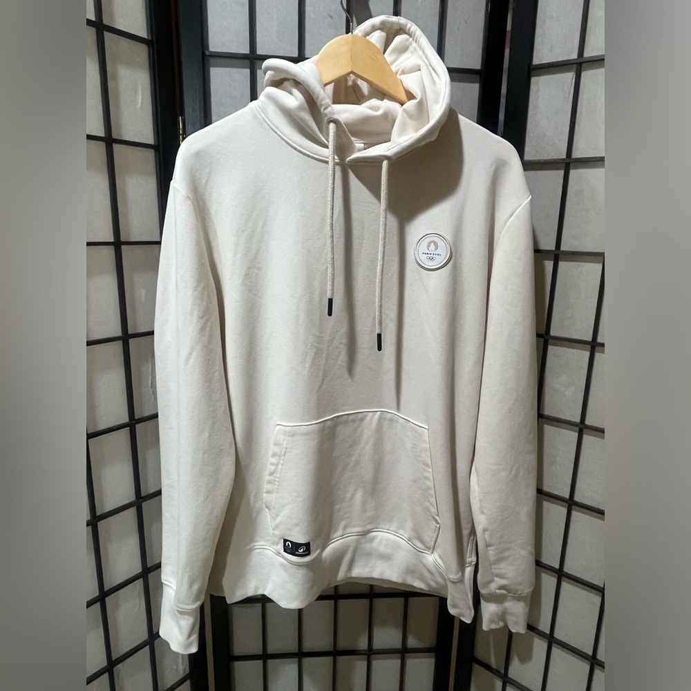 DECATHLON PARIS 2024 OLYMPIC Classic Cream Hoodie - Minimal Pullover MENS SIZE L